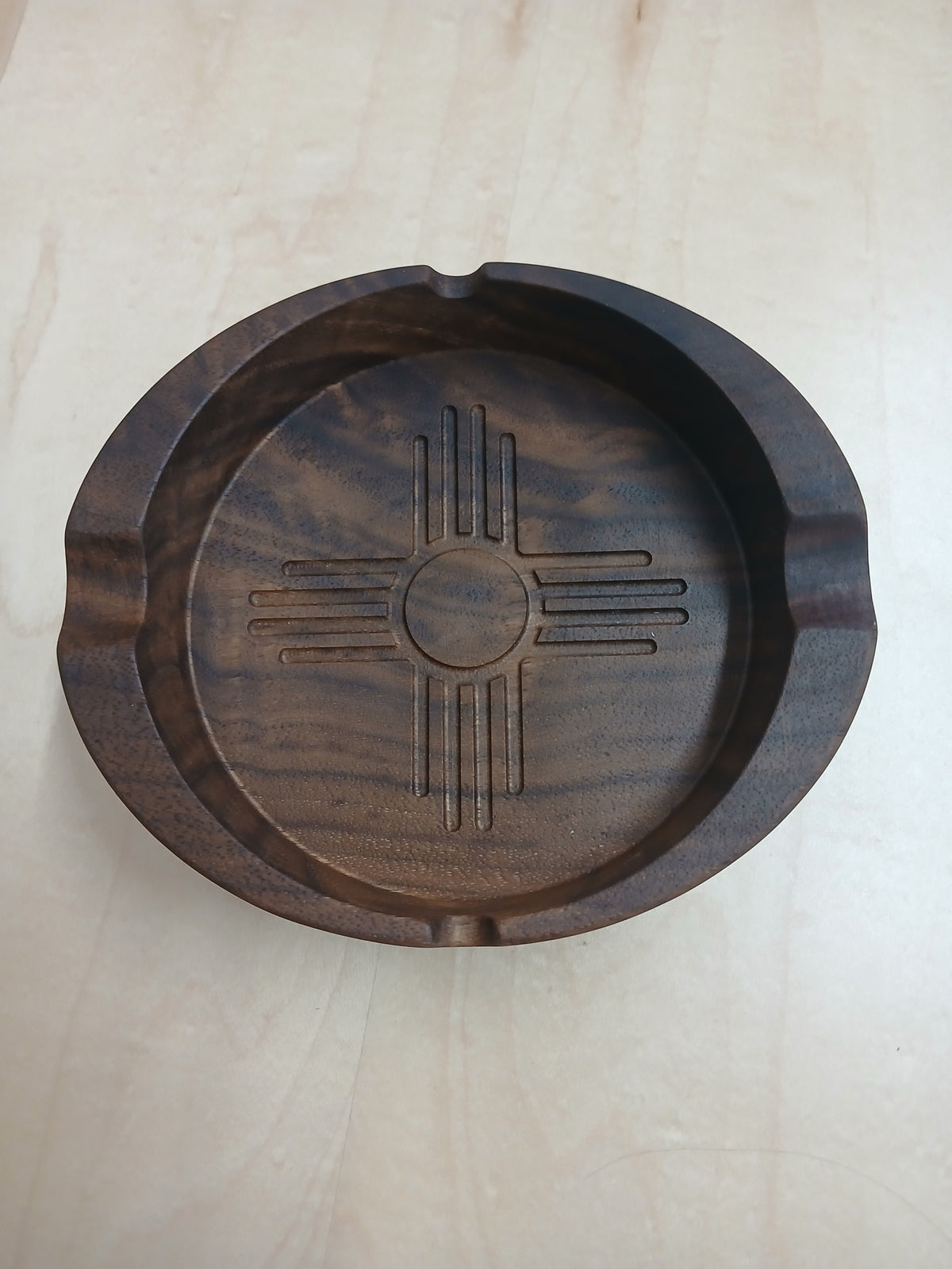 This Personalized Luxury Cigar Tray is made of Premium Walnut milled to an inch and three quarters. Handmade bespoke piece of home decor for use indoors or outdoors. Best gift for cigar smokers and luxury rentals. Shown from above looking down