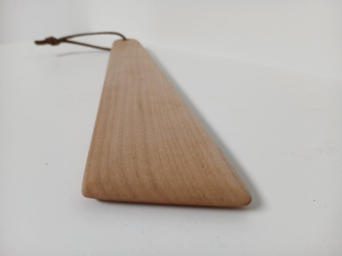 Finished with food grade oil and beeswax, handmade Maple Wood turner, front edge showing the slanted tip