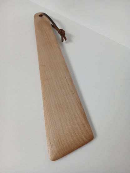 Beautiful waxed and oiled kitchen tool with leather for hanging up | Wooden scraper