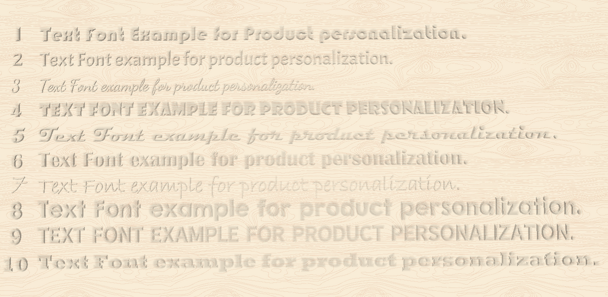 Text Font Options for Personalization on wooden products